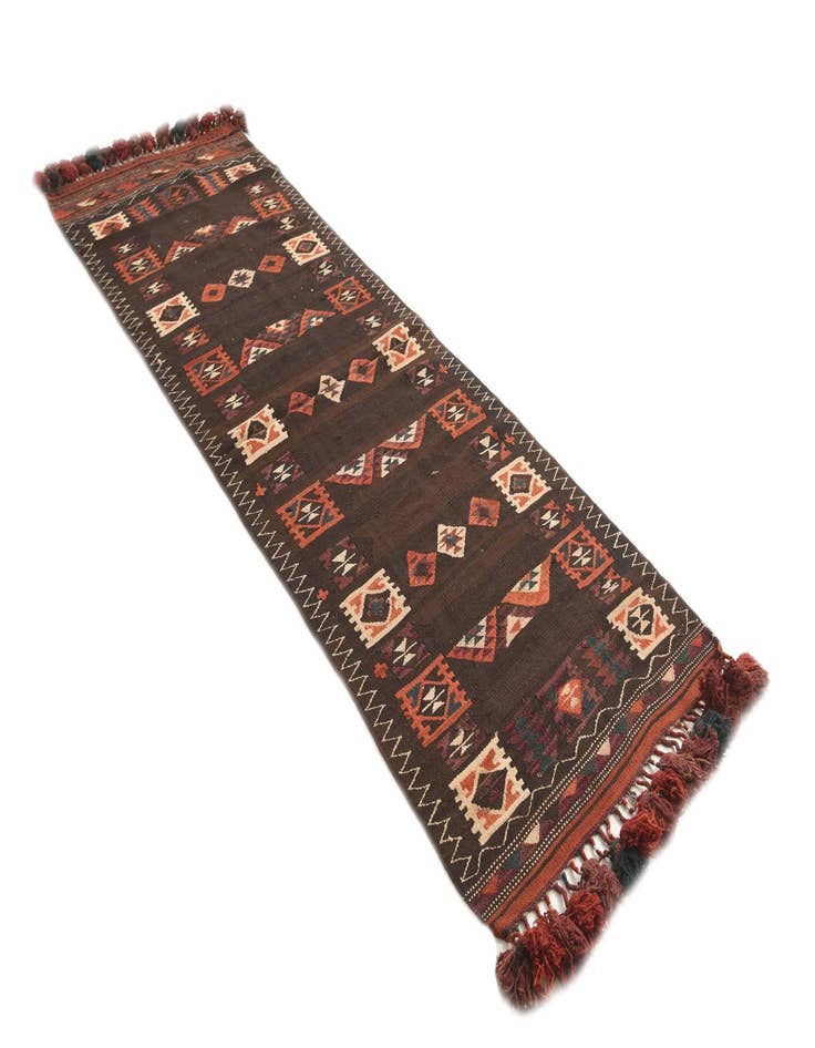 Detail image of  3' 3 x 10'  Hand Woven Kilim Fars Wool Runner Rug