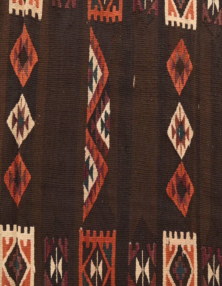 Detail image of  3' 3 x 10'  Hand Woven Kilim Fars Wool Runner Rug