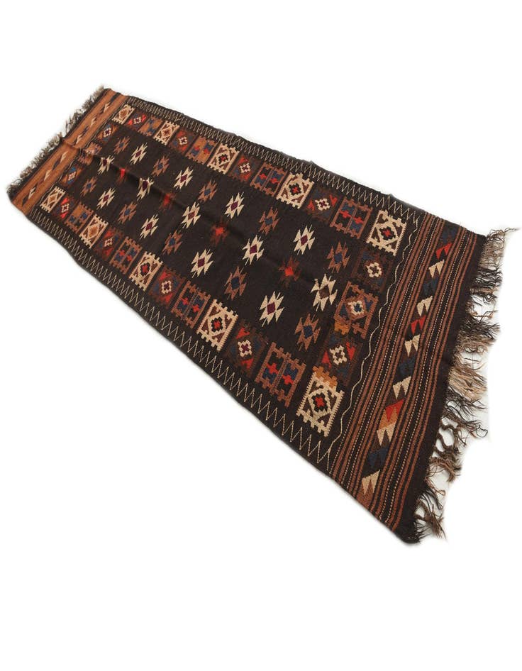 Detail image of  3' 6 x 11'  Hand Woven Kilim Fars Wool Runner Rug