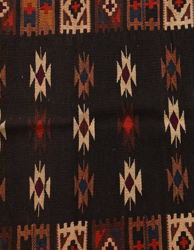 Detail image of  3' 6 x 11'  Hand Woven Kilim Fars Wool Runner Rug