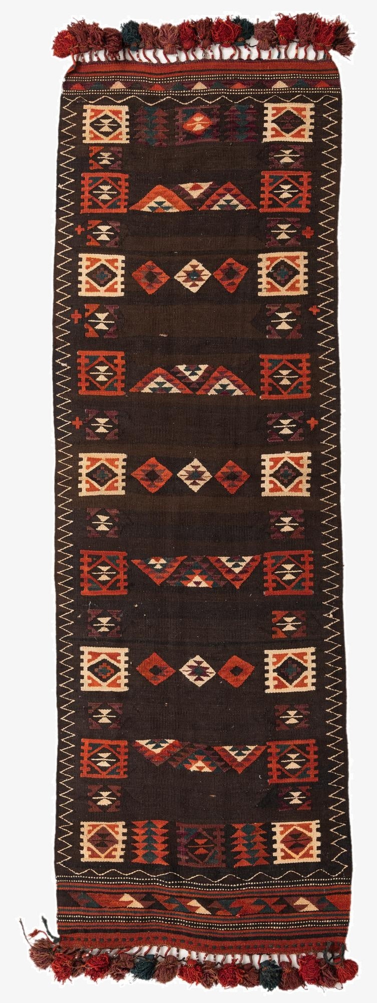  3' 3 x 10'  Hand Woven Kilim Fars Wool Runner Rug