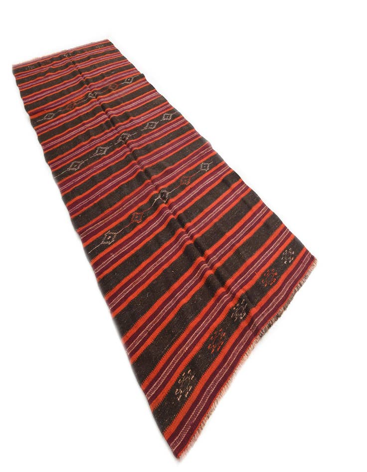 Detail image of  4' 6 x 11' 1  Hand Woven Kilim Modern Wool Runner Rug