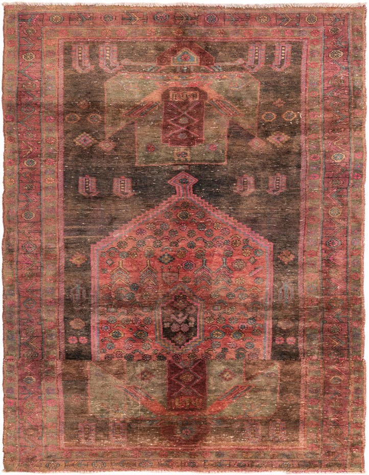  4' 10 x 9' 9  Hand Knotted Ultra Vintage Persian W...
