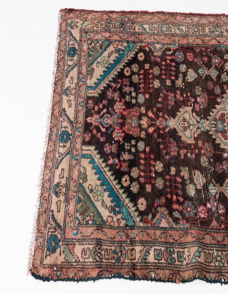 Detail image of  3' 3 x 7'  Hand Knotted Ultra Vintage Persian Wool Runner Rug