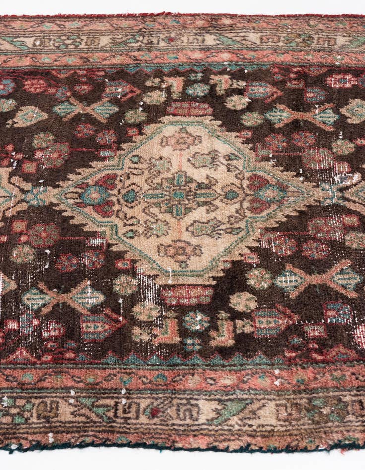 Detail image of  3' 3 x 7'  Hand Knotted Ultra Vintage Persian Wool Runner Rug