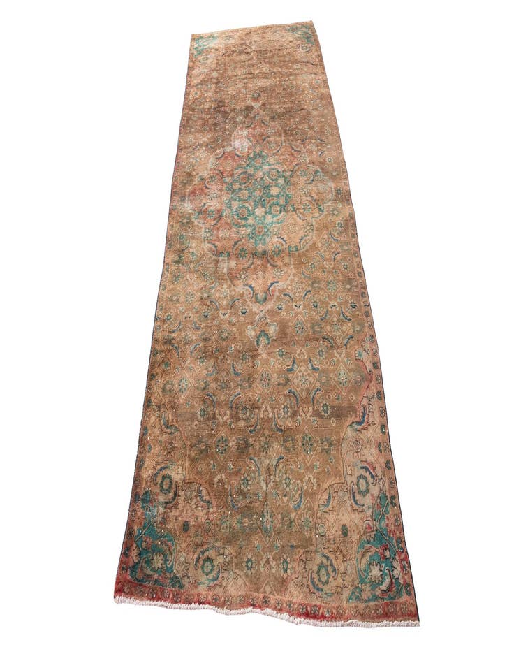 Detail image of  4' 2 x 10' 1  Hand Knotted Ultra Vintage Persian Wool Runner Rug