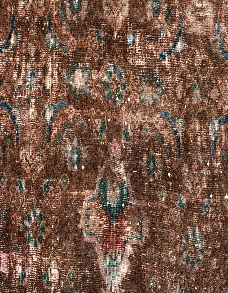 Detail image of  4' 2 x 10' 1  Hand Knotted Ultra Vintage Persian Wool Runner Rug
