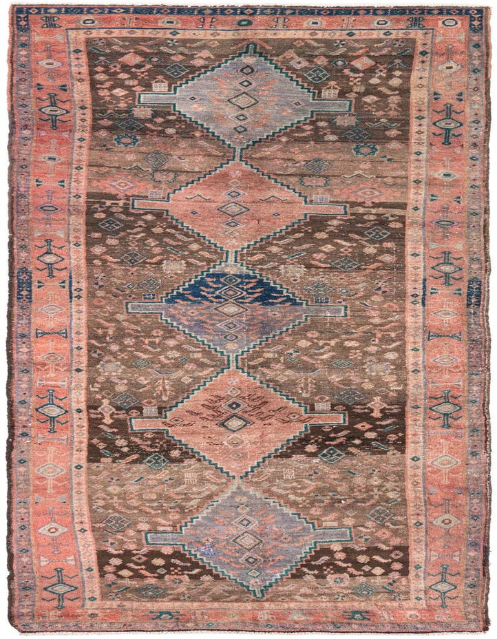  4' 2 x 10' 10  Hand Knotted Ultra Vintage Persian W...