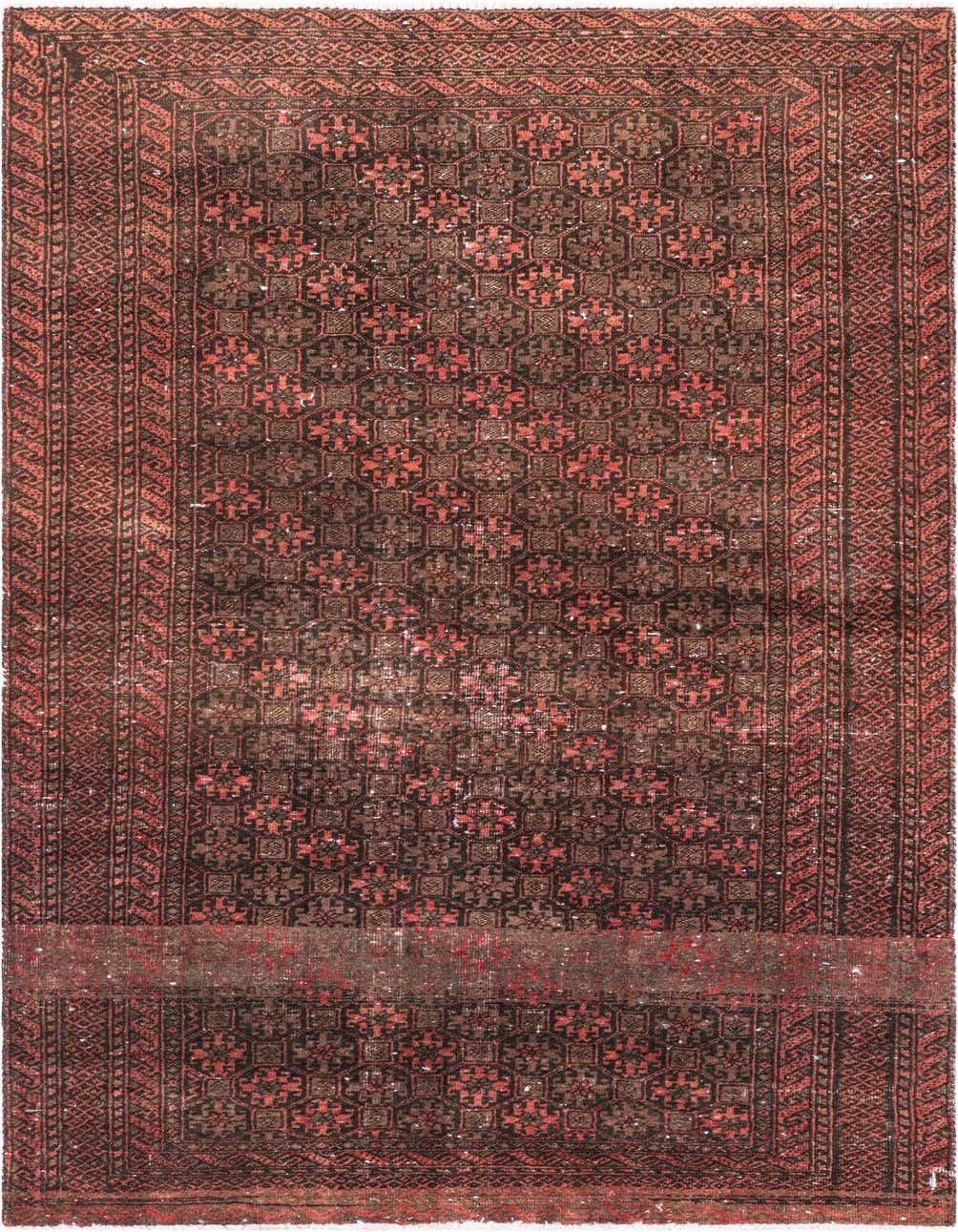 A 6 ft runner rug with a distressed Persian pattern in shades of brown and tan, featuring a flat pile.