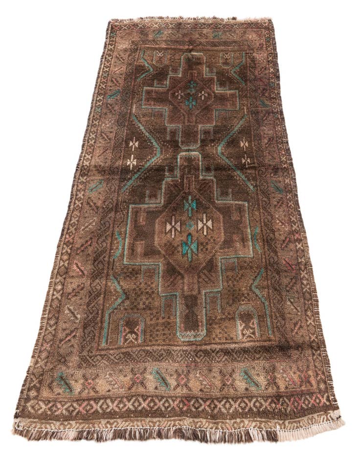 Detail image of  3' 1 x 6'  Hand Knotted Ultra Vintage Persian Wool Runner Rug