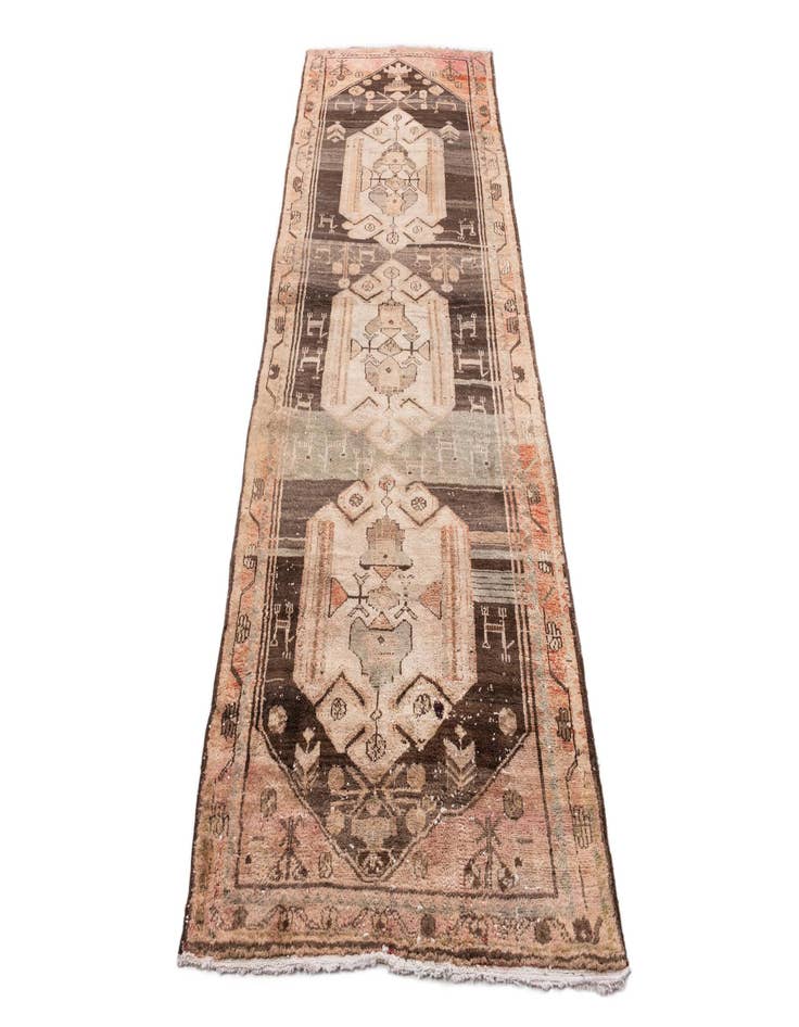 Detail image of  3' 8 x 9' 2  Hand Knotted Ultra Vintage Persian Wool Runner Rug