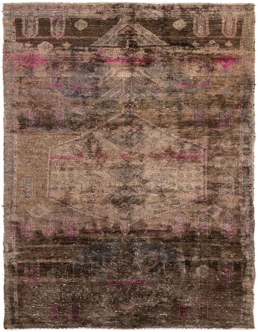 A 9 ft runner rug from the Ultra Vintage collection featuring a distressed Persian medallion pattern in browns, tans, and subtle pink accents.