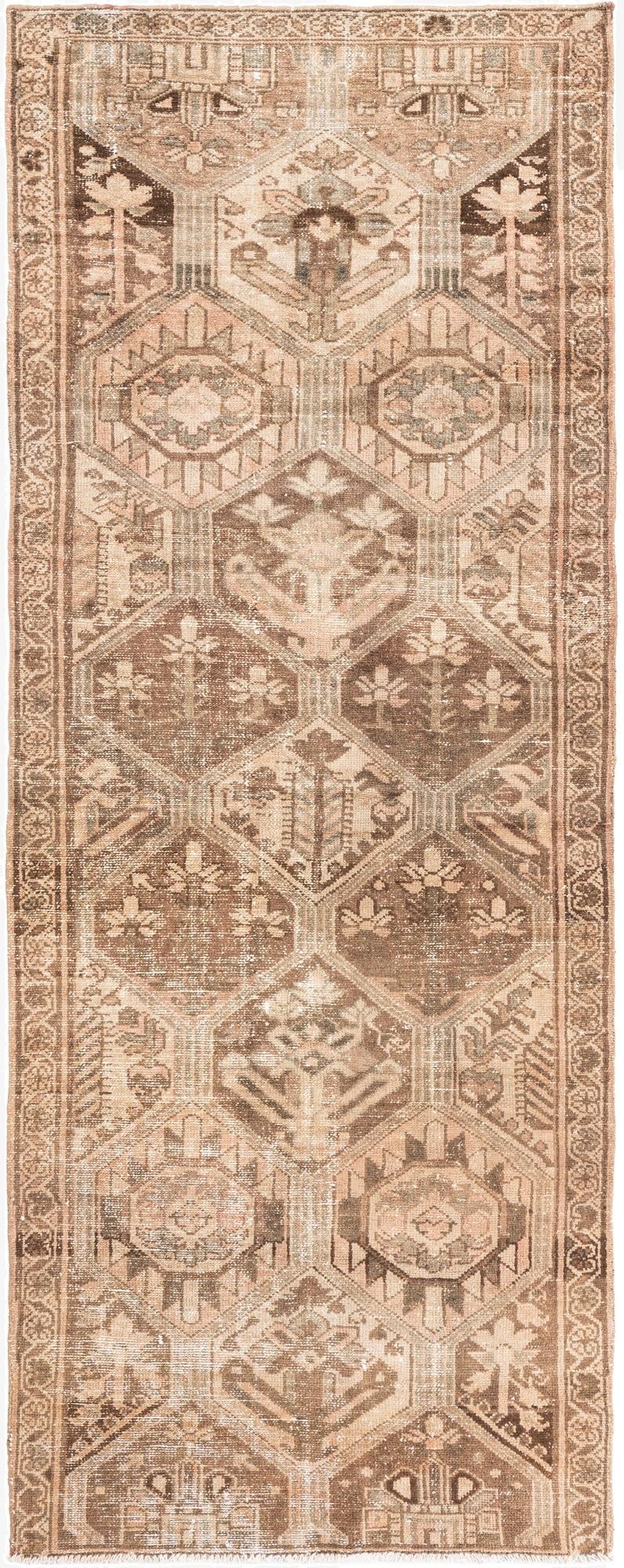  3' 7 x 9' 5  Hand Knotted Ultra Vintage Persian Wool Runner Rug