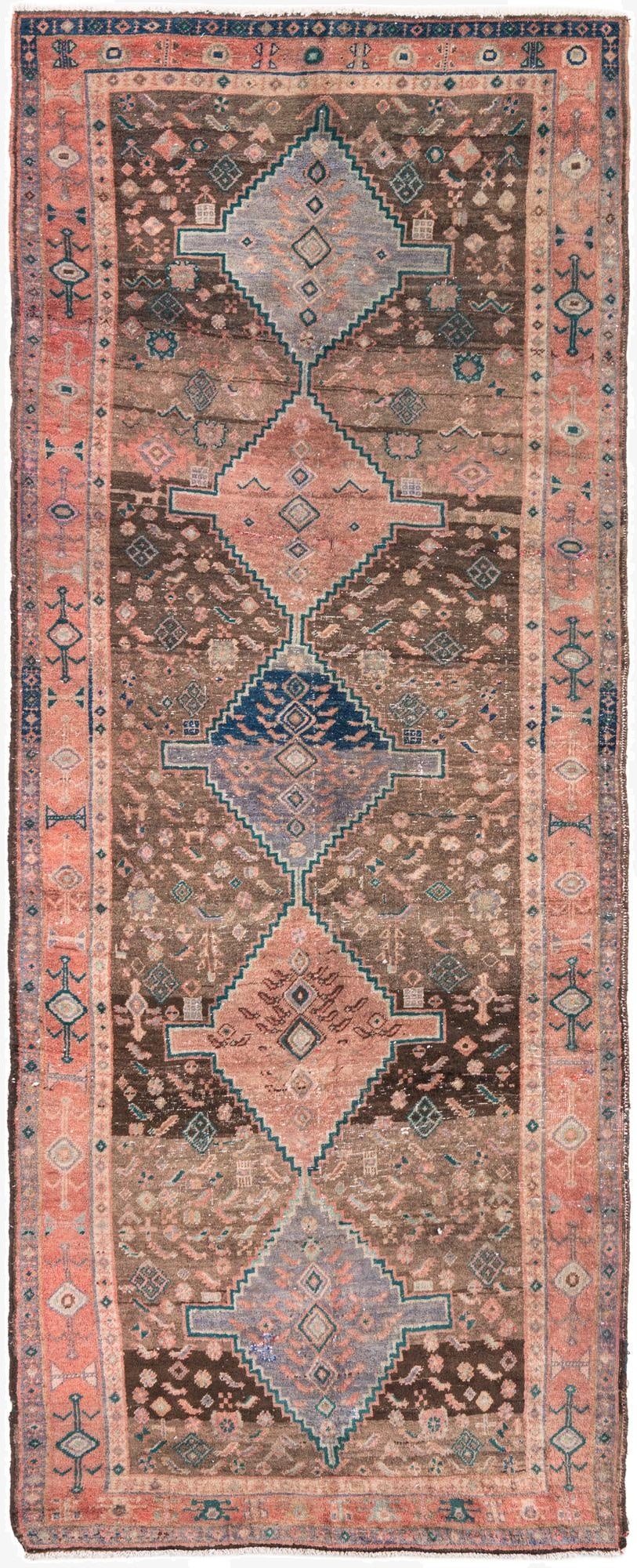  4' 2 x 10' 10  Hand Knotted Ultra Vintage Persian Wool Runner Rug