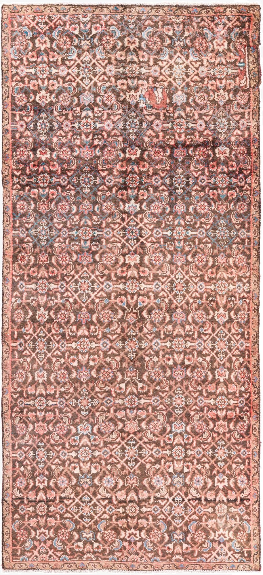  4' 1 x 9'  Hand Knotted Ultra Vintage Persian Wool Runner Rug