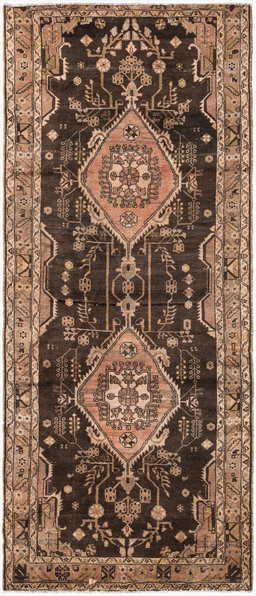  4' x 9' 2  Hand Knotted Ultra Vintage Persian Wool Runner Rug