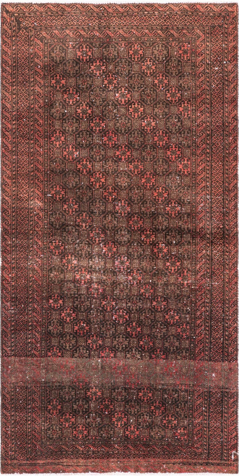  3' 3 x 6' 3  Hand Knotted Ultra Vintage Persian Wool Runner Rug