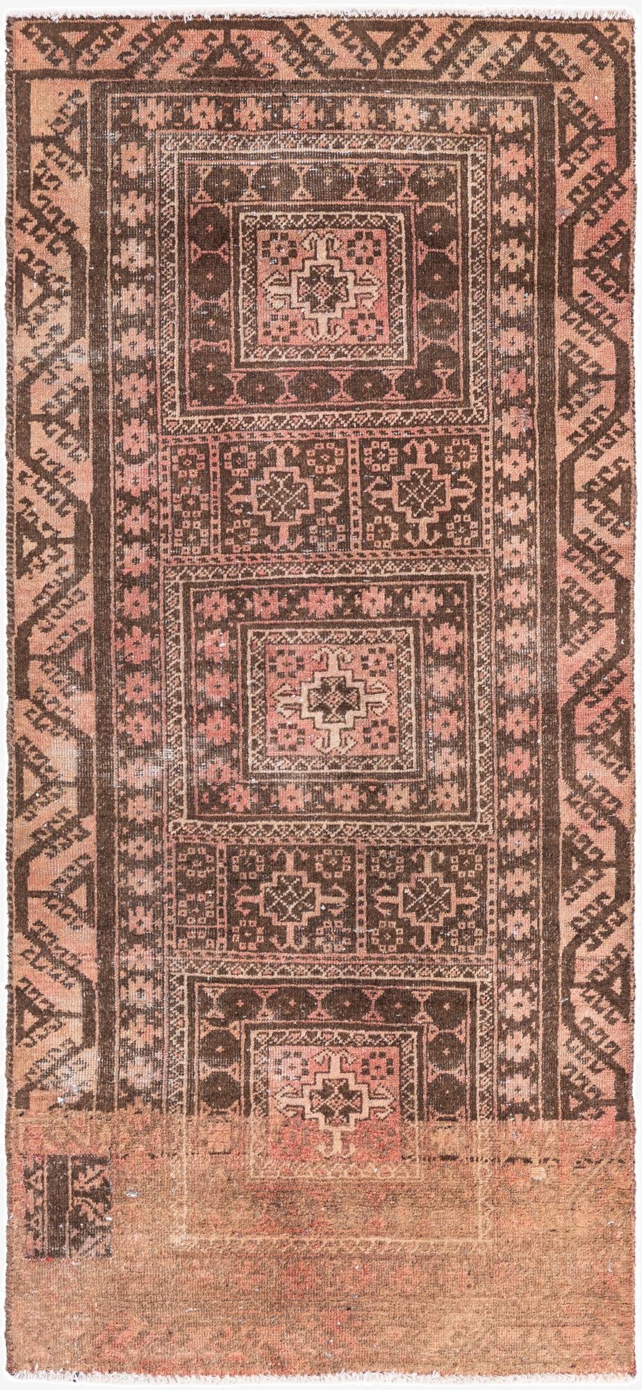  2' 5 x 5' 5  Hand Knotted Ultra Vintage Persian Wool Runner Rug