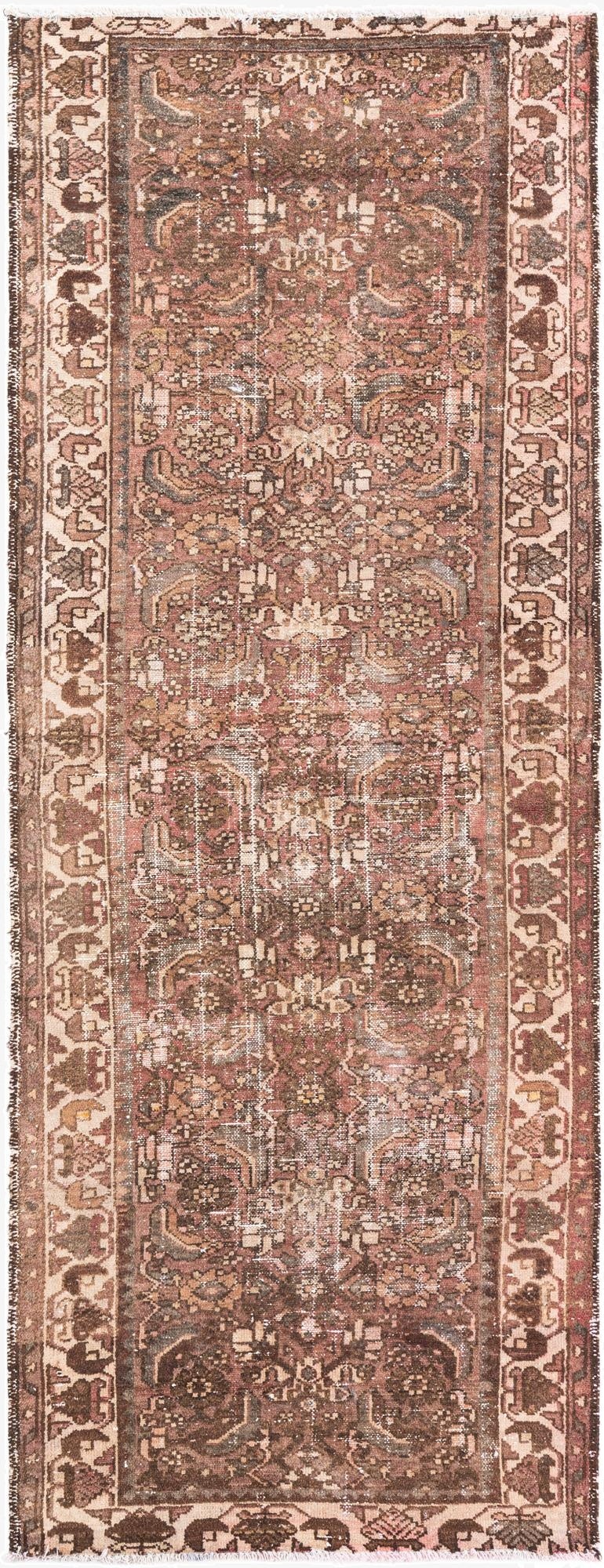  3' 6 x 9' 1  Hand Knotted Ultra Vintage Persian Wool Runner Rug