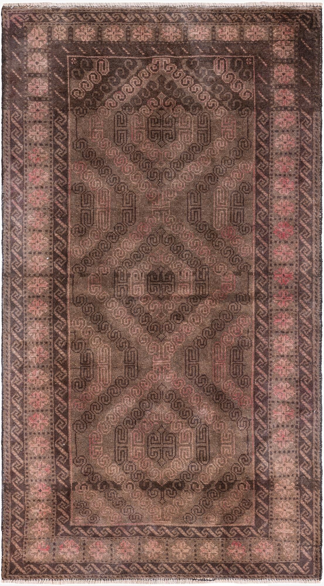  3' 9 x 6' 8  Hand Knotted Ultra Vintage Persian Wool Runner Rug