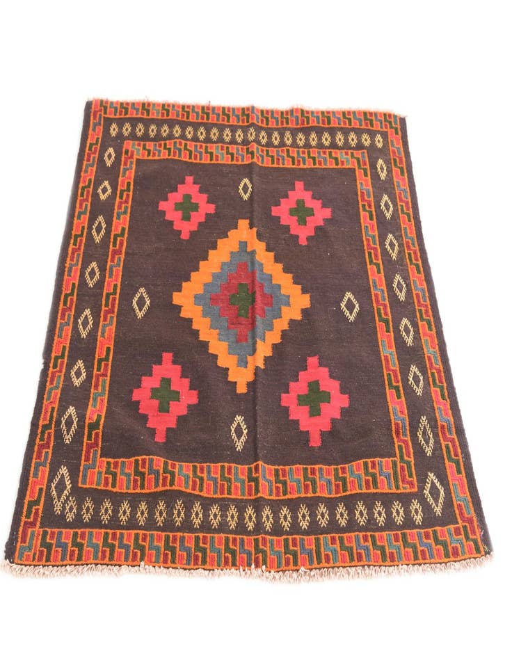 Detail image of  3' 3 x 3' 5  Hand Woven Kilim Modern Wool Square Rug