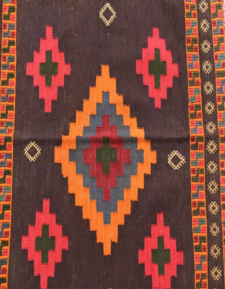 Detail image of  3' 3 x 3' 5  Hand Woven Kilim Modern Wool Square Rug