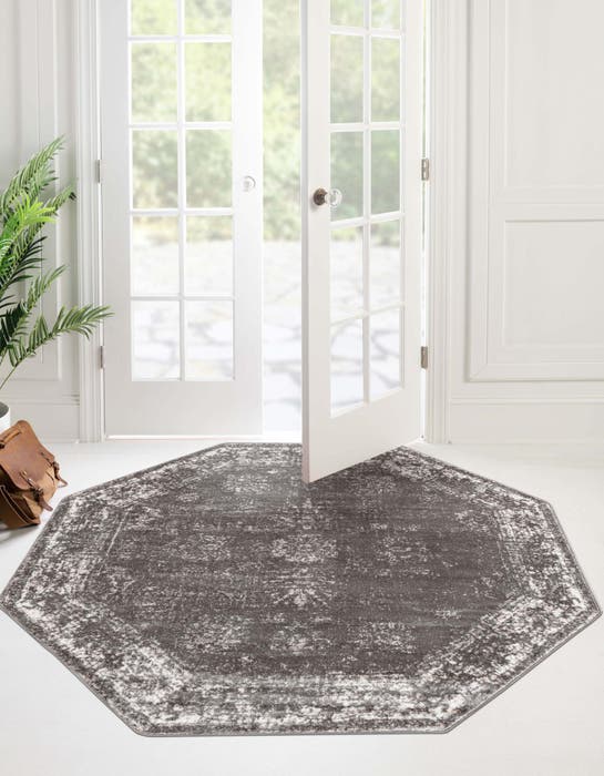 Gray 6' x 6' Monte Carlo Octagon Rug | Rugs.com