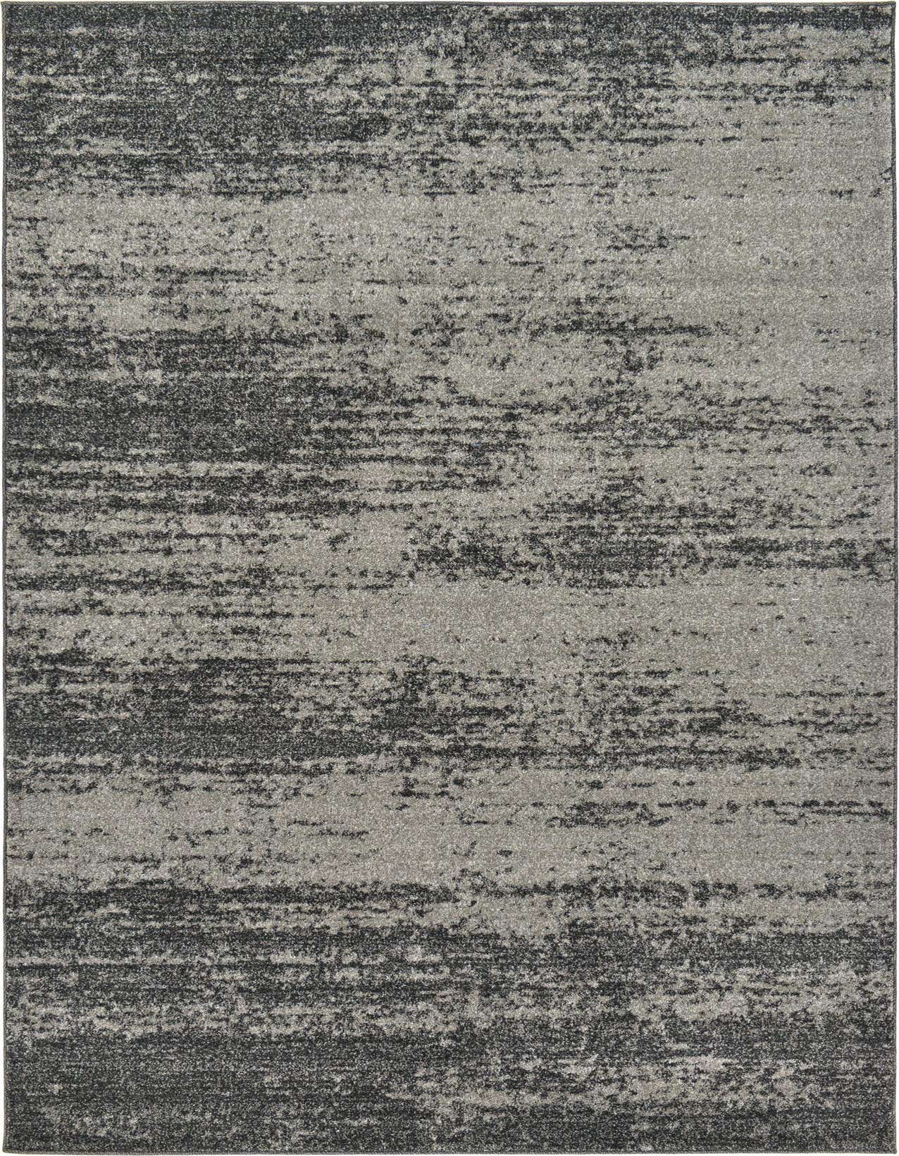 A 5x8 rectangular Angelica rug from Rugs.com featuring a distressed gray and silver abstract pattern, ideal for a contemporary living room.