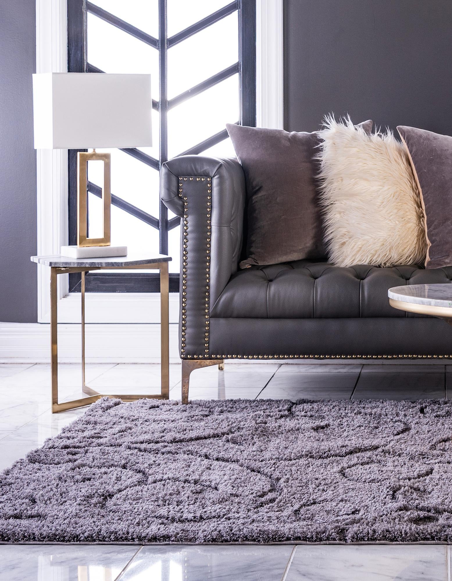 Dark Gray 9' x 12' 2 Botanical Shag Rug | Rugs.com