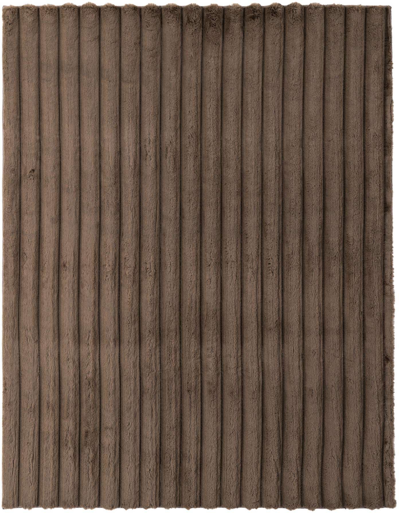 A 5x7 rectangular gray modern rug with a plush, ribbed texture, ideal for an indoor living space.