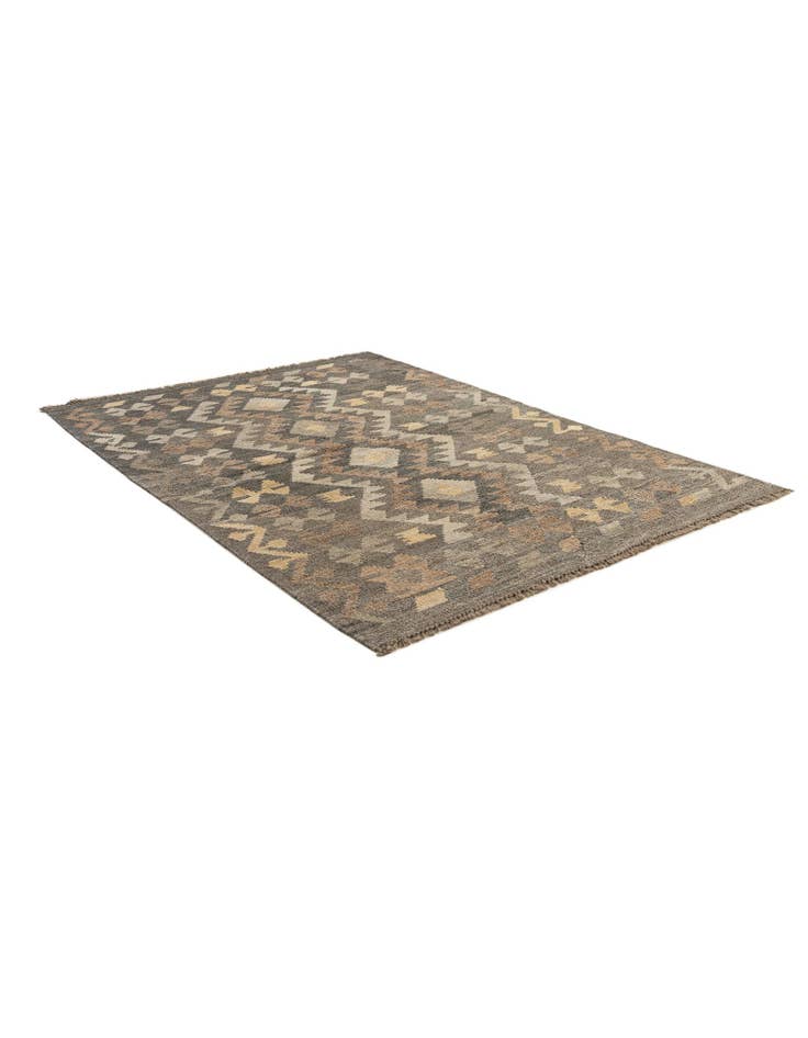 Detail image of  3' 4 x 4' 11  Hand Woven Kilim Maymana Wool Rug