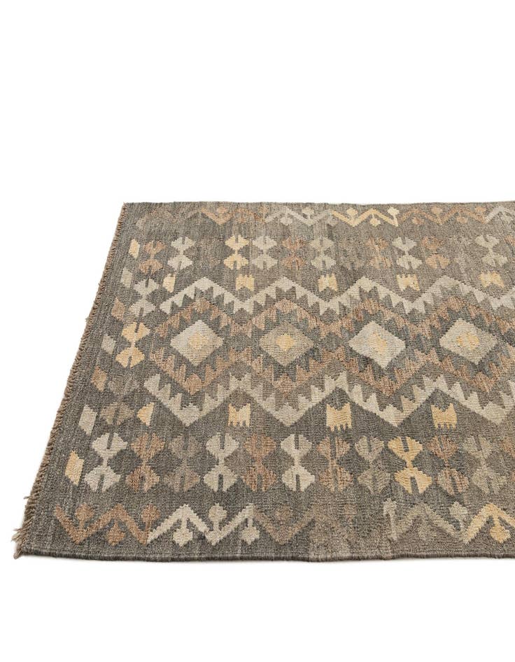 Detail image of  3' 4 x 4' 11  Hand Woven Kilim Maymana Wool Rug