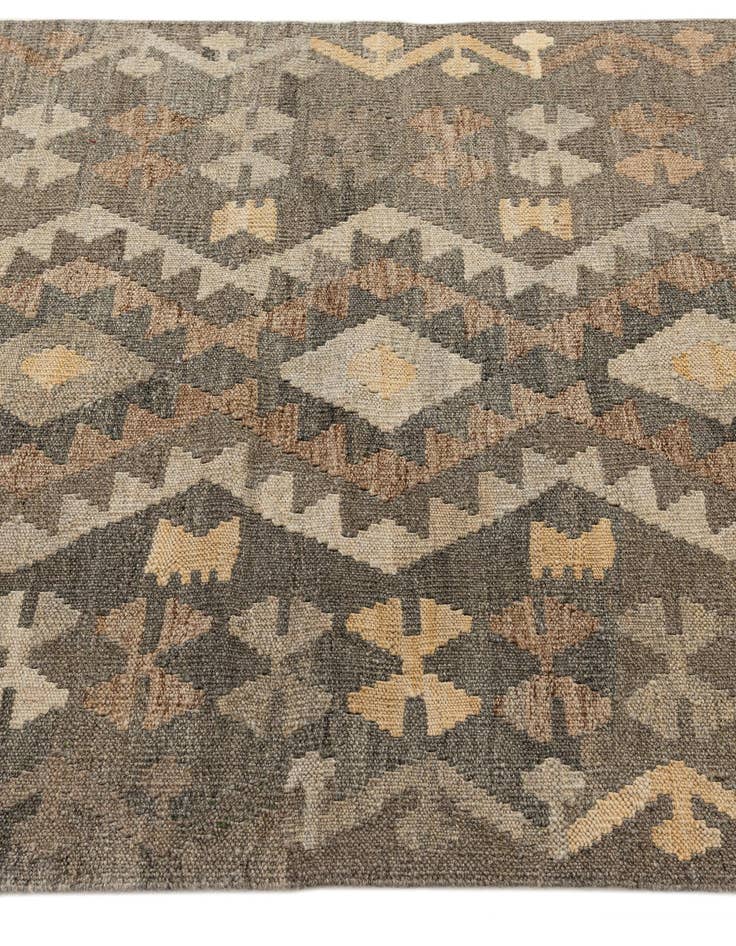 Detail image of  3' 4 x 4' 11  Hand Woven Kilim Maymana Wool Rug