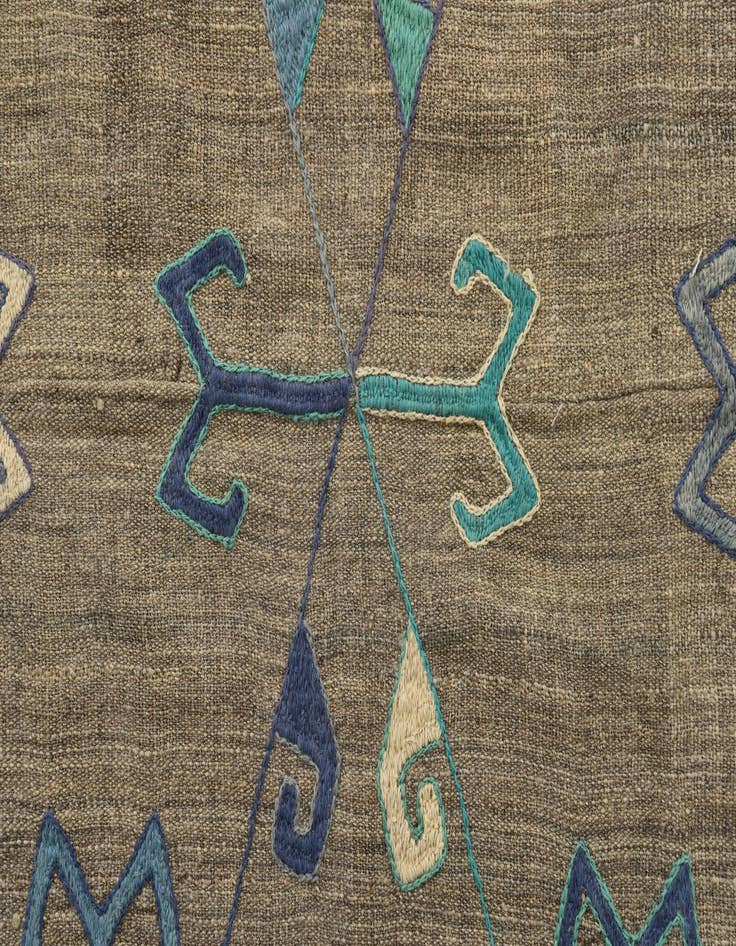 Detail image of  3' 8 x 4' 9  Hand Woven Kilim Suzani Wool Rug