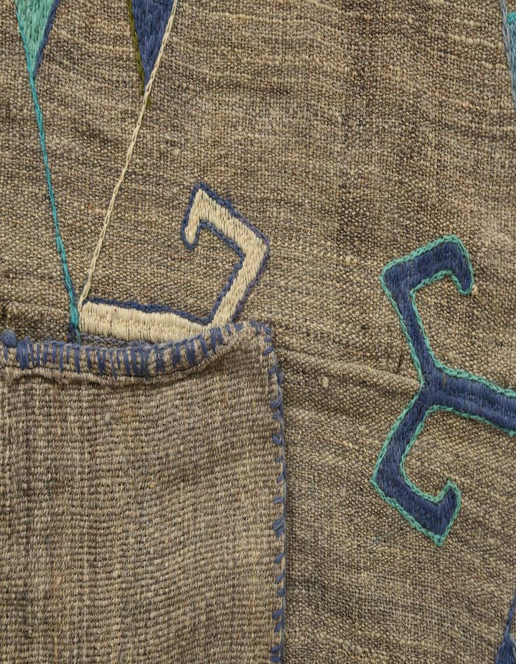Detail image of  3' 8 x 4' 9  Hand Woven Kilim Suzani Wool Rug
