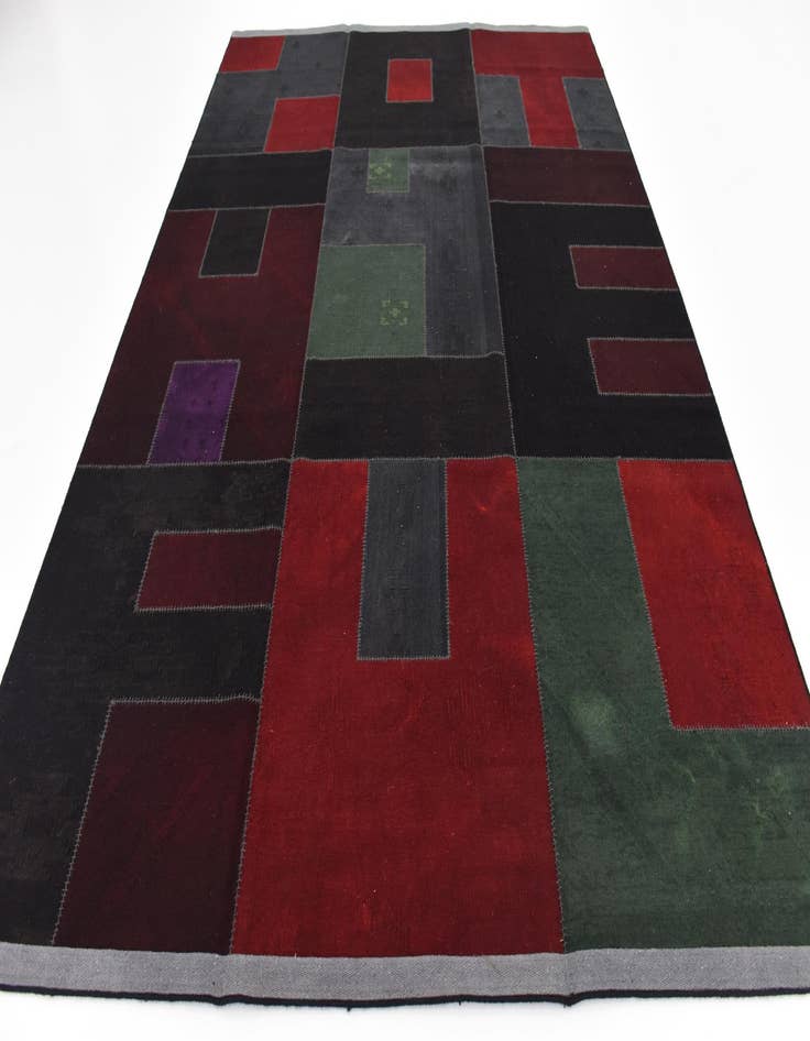 Detail image of  7' 3 x 10'  Hand Woven Patchwork Wool Rug