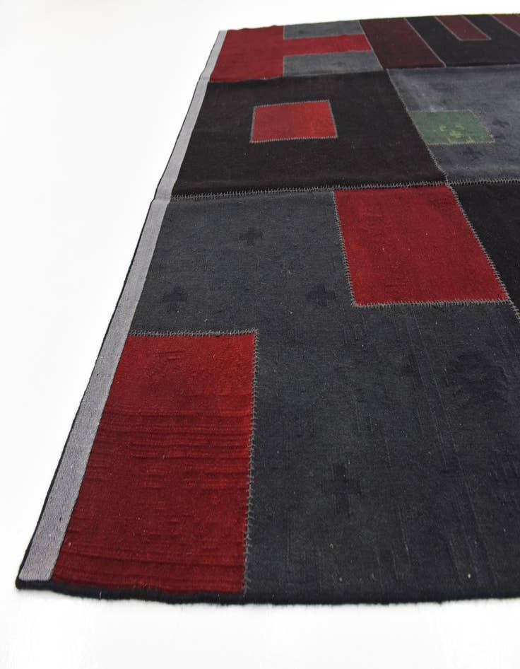 Detail image of  7' 3 x 10'  Hand Woven Patchwork Wool Rug