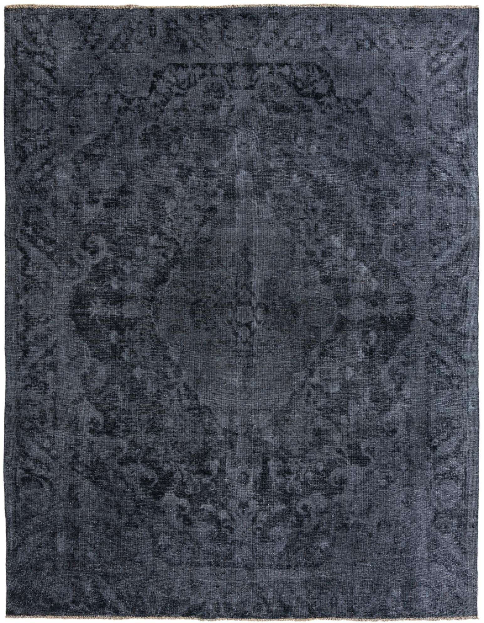 A 9x12 rectangular gray wool rug featuring a distressed Persian-style medallion and floral pattern, ideal for a living room.