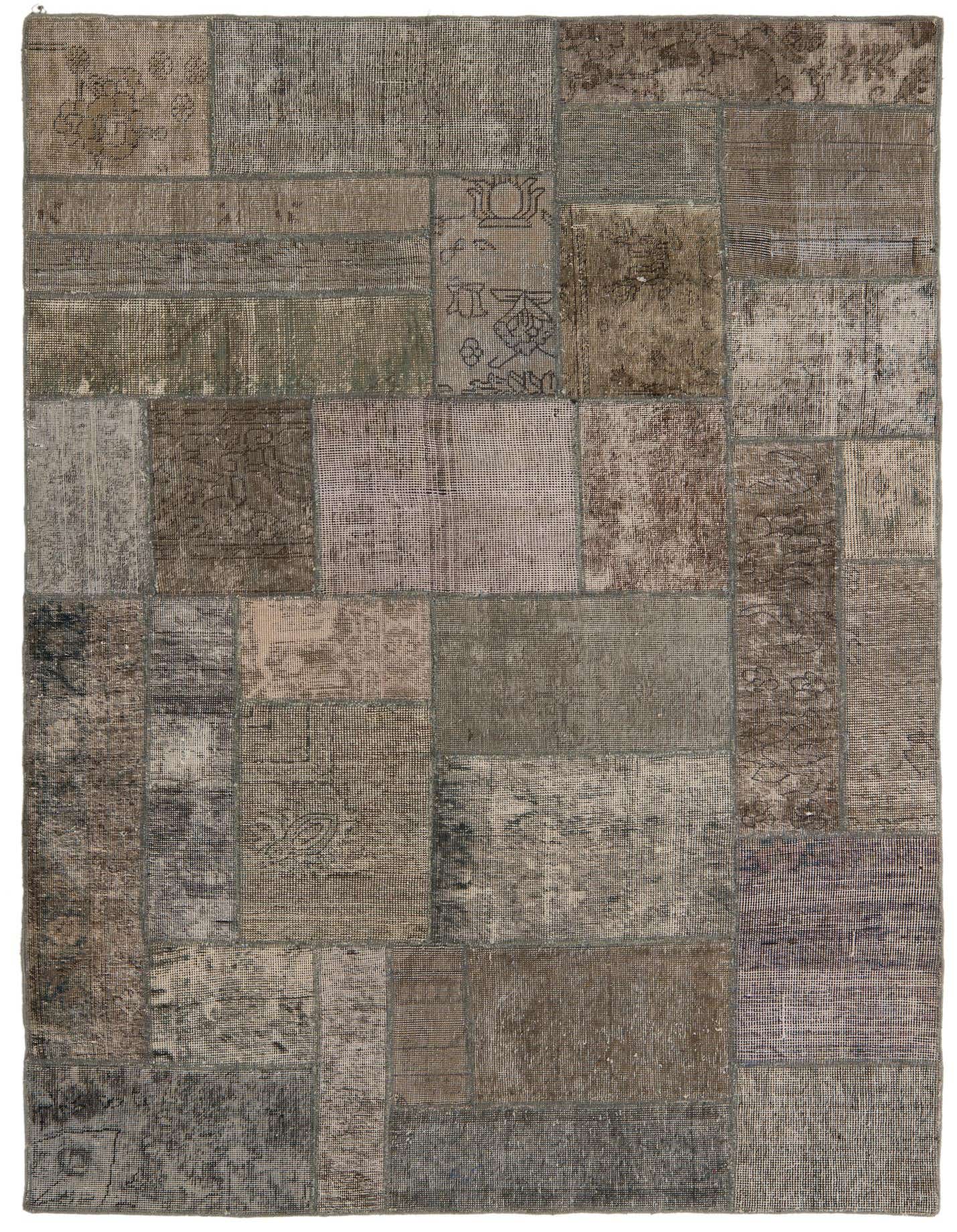 A 4x6 rectangular Ultra Vintage rug by Rugs.com, featuring a distressed patchwork design in various shades of gray and silver, with subtle Persian and Oriental patterns.