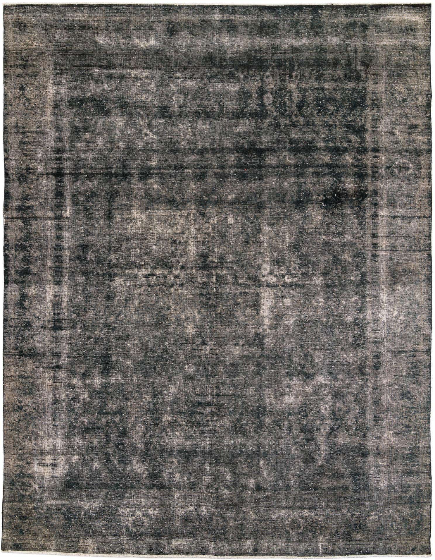 A 9x12 rectangular gray and silver Persian area rug with a faded vintage medallion pattern, suitable for a living room.