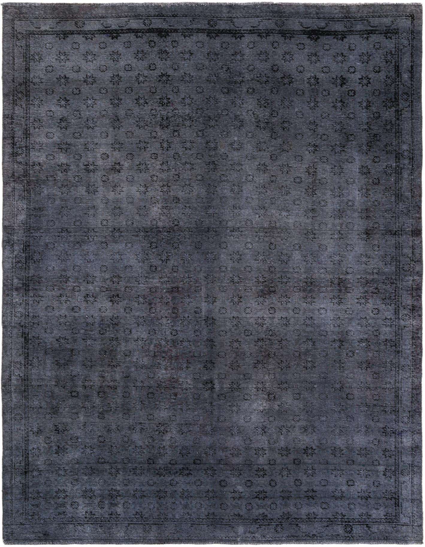 A 6x9 rectangular gray Persian-style area rug with a faded vintage medallion pattern and border.