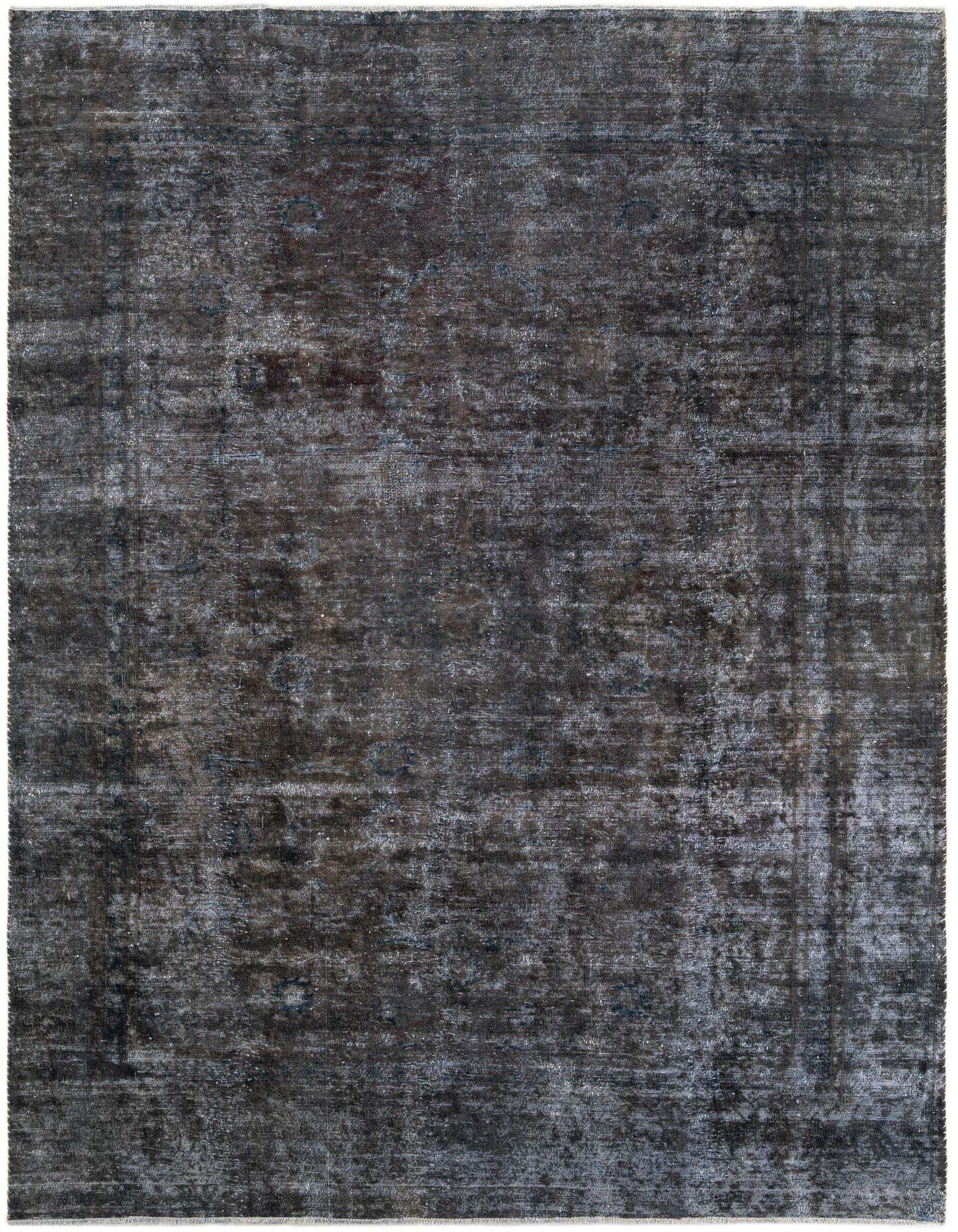 A 9x11 rectangular Ultra Vintage wool rug in shades of gray and silver, featuring a distressed Persian medallion pattern.