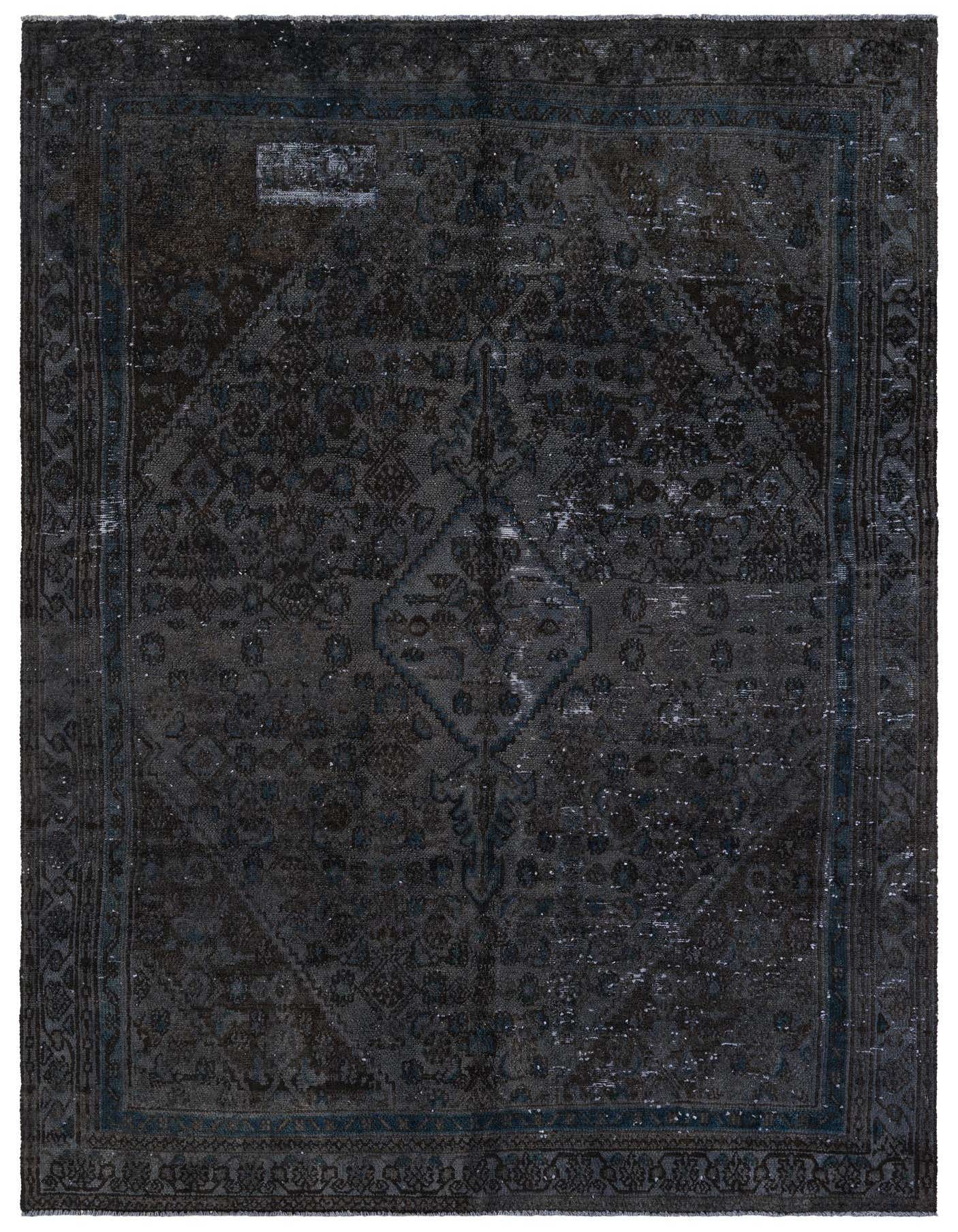 A 6x9 rectangular Ultra Vintage rug by Rugs.com, featuring a faded gray and silver Persian medallion pattern, ideal for a living room.