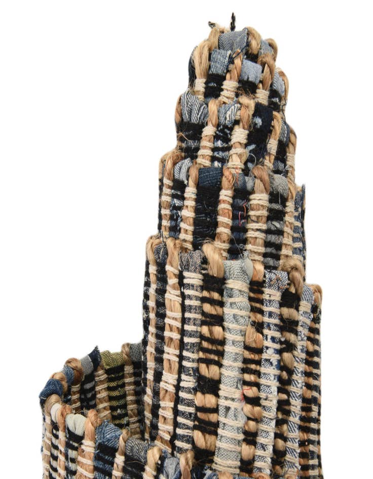 Detail image of  2' 7 x 6' 1  Hand Woven Chindi Jute Runner Rug