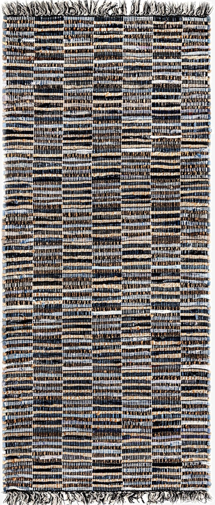  2' 7 x 6' 1  Hand Woven Chindi Jute Runner Rug
