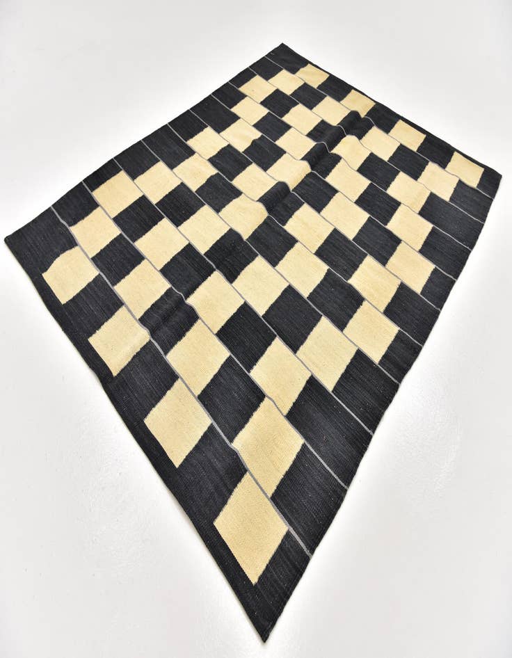 Detail image of  5' x 6' 5  Hand Woven Kilim Modern Wool Square Rug