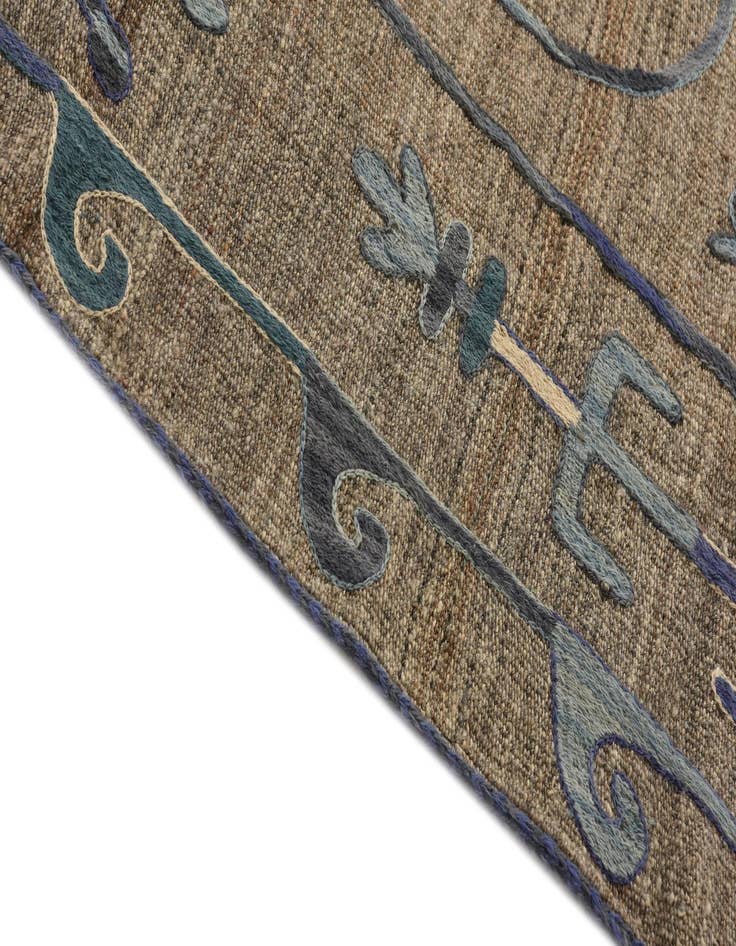 Detail image of  5' 4 x 5' 7  Hand Woven Kilim Suzani Wool Square Rug