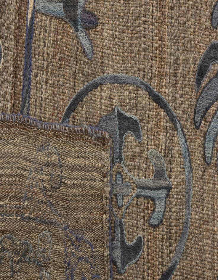 Detail image of  5' 4 x 5' 7  Hand Woven Kilim Suzani Wool Square Rug