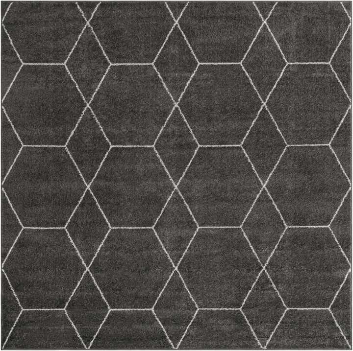 Dark Gray 6' x 6' Lattice Frieze Square Rug | Rugs.com