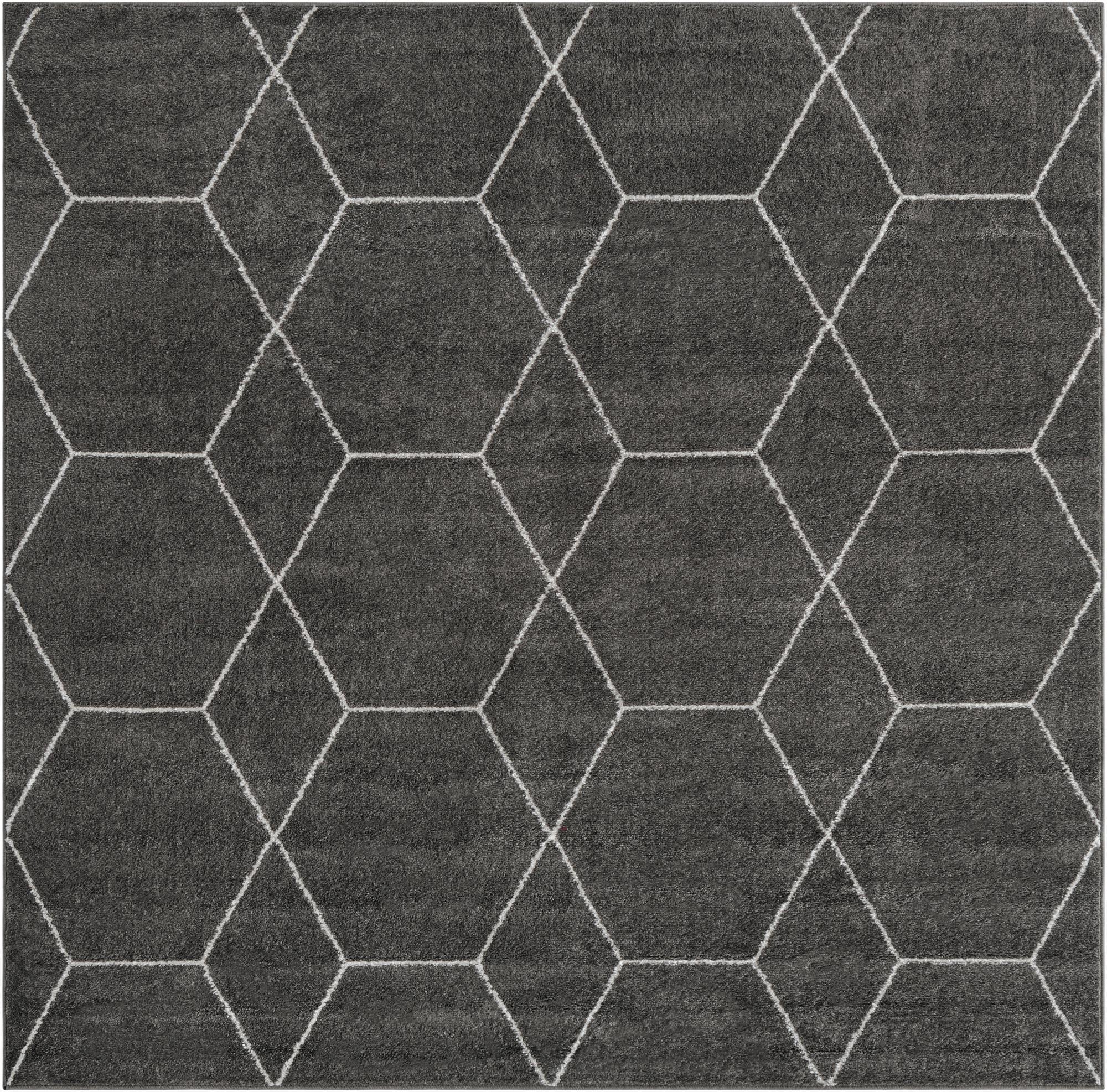  7' x 7' Lattice Frieze Square Rug